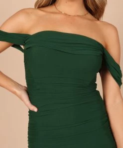 PUP58 Nique Strapless Mesh Midi Dress - Emerald Dresses