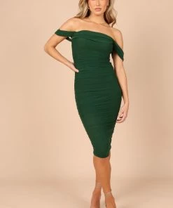 PUP58 Nique Strapless Mesh Midi Dress - Emerald Dresses