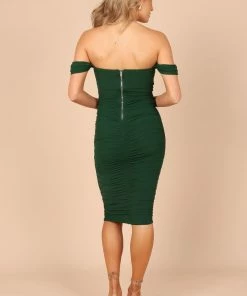 PUP58 Nique Strapless Mesh Midi Dress - Emerald Dresses