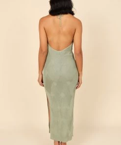 PUP4 Oakley Crochet Midi Dress - Olive