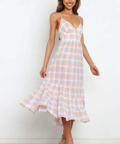 PUP56 Patches Dress - Lilac Gingham