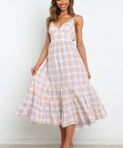 PUP56 Patches Dress - Lilac Gingham