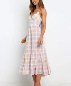 PUP56 Patches Dress - Lilac Gingham