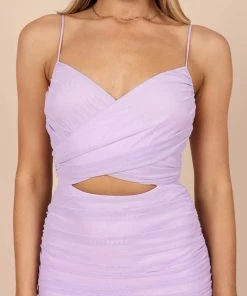 PUP58 Dresses Serita Cutout Mesh Midi Dress - Lilac