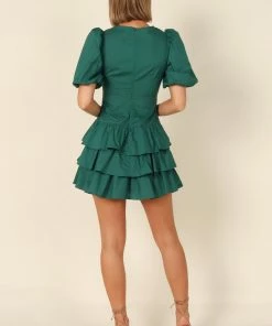 PUP56 Dresses Solace Frill Tier Skirt Mini Dress - Emerald