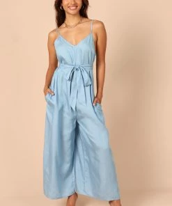 PUP50 Suri Wide Leg Jumpsuit - Blue Chambray