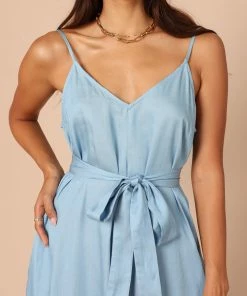 PUP50 Suri Wide Leg Jumpsuit - Blue Chambray