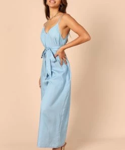 PUP50 Suri Wide Leg Jumpsuit - Blue Chambray