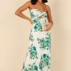 PUP4 Teagan Strapless Midi Dress - Green Floral