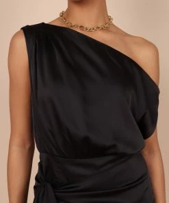 PUP58 Toria One Shoulder Mini Dress - Black