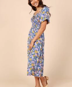 PUP49 Tuilly Midi Dress - Blue Floral