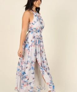 PUP67 Dresses Vita High Neck Maxi Dress - Ivory Floral