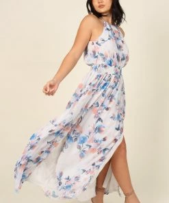 PUP67 Dresses Vita High Neck Maxi Dress - Ivory Floral