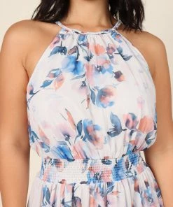 PUP67 Dresses Vita High Neck Maxi Dress - Ivory Floral