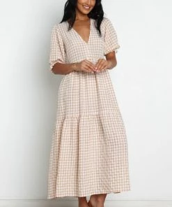 PUP50 Vontae Dress - Beige Gingham