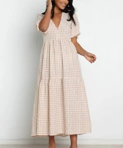 PUP50 Vontae Dress - Beige Gingham