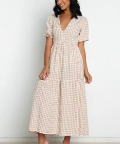 PUP50 Vontae Dress - Beige Gingham