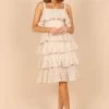 PUP71 Whimsy Multi Tiered Midi Dress - Cream Dresses