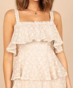 PUP71 Whimsy Multi Tiered Midi Dress - Cream Dresses