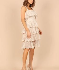 PUP71 Whimsy Multi Tiered Midi Dress - Cream Dresses
