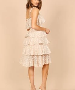 PUP71 Whimsy Multi Tiered Midi Dress - Cream Dresses