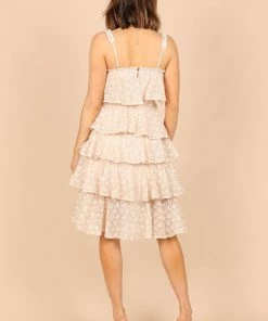 PUP71 Whimsy Multi Tiered Midi Dress - Cream Dresses