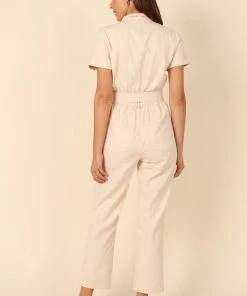 PUP63 Dana Utility Waist Tie Jumpsuit - Beige Clothing