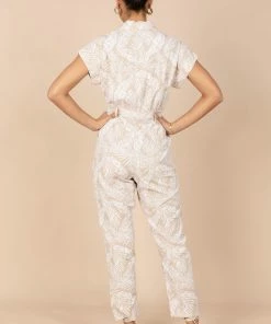 PUP50 Clothing Etosha Button Up Jumpsuit - Beige Print