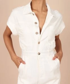 PUP50 Etosha Button Up Jumpsuit - White For The Bride