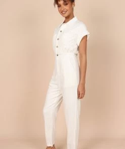 PUP50 Etosha Button Up Jumpsuit - White For The Bride