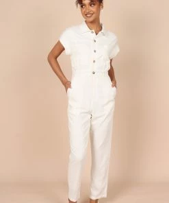 PUP50 Etosha Button Up Jumpsuit - White For The Bride