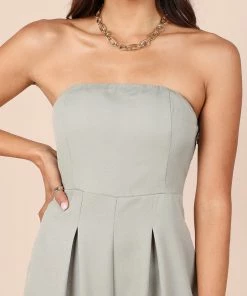 PUP14 Jonie Strapless Jumpsuit - Olive Clothing