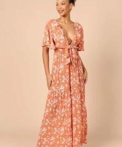 PUP4 Luelle Tie Front Jumpsuit - Rust