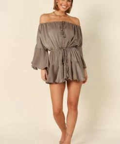 PUP42 Clothing Roam Off Shoulder Romper - Olive