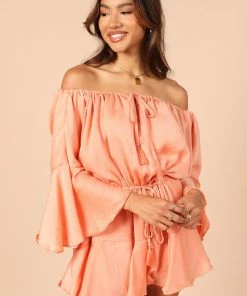 PUP42 Clothing Roam Off Shoulder Romper - Orange