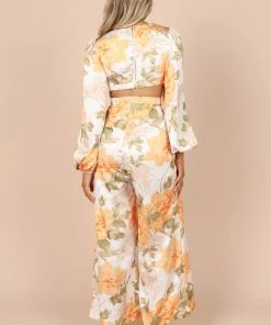 PUP56 Taylor Long Sleeve Jumpsuit - Yellow Multi Floral