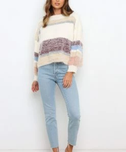 PUP50 Annika Knit Sweater - White Stripe For The Bride