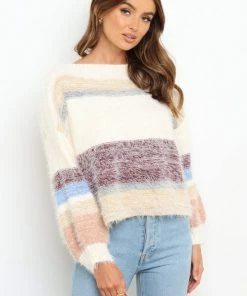 PUP50 Annika Knit Sweater - White Stripe For The Bride