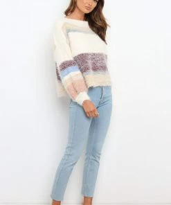 PUP50 Annika Knit Sweater - White Stripe For The Bride