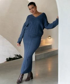 PUP4 Clothing Aspen Cable Knit Sweater - Midnight Blue