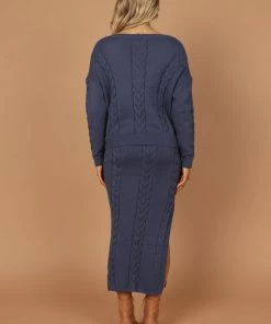 PUP4 Clothing Aspen Cable Knit Sweater - Midnight Blue