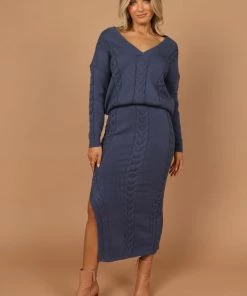 PUP4 Clothing Aspen Cable Knit Sweater - Midnight Blue