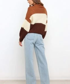 PUP52 Clothing Barbarian Knit Sweater - Brown Stripe
