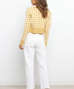 PUP3 Kiko Knit Sweater - Mustard Check Clothing