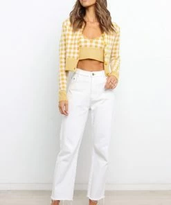 PUP3 Kiko Knit Sweater - Mustard Check Clothing