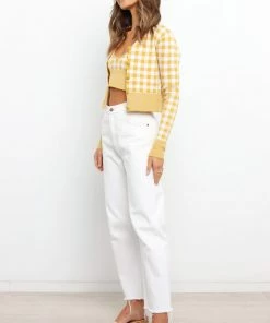 PUP3 Kiko Knit Sweater - Mustard Check Clothing