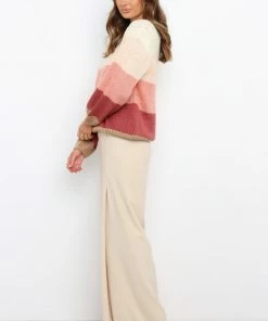 PUP52 Kingsley Knit Sweater - Pink Stripe Clothing