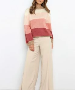 PUP52 Kingsley Knit Sweater - Pink Stripe Clothing