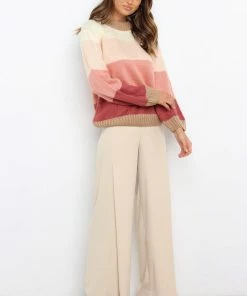 PUP52 Kingsley Knit Sweater - Pink Stripe Clothing