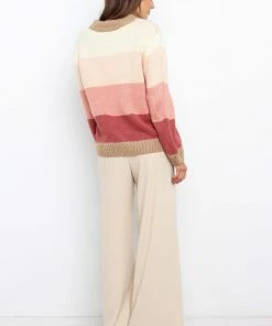 PUP52 Kingsley Knit Sweater - Pink Stripe Clothing